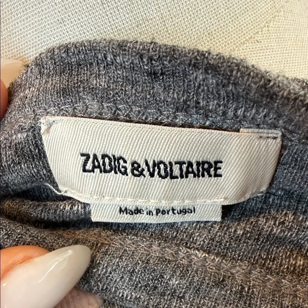 Zadig & Voltaire Gray Long Sleeve Tee with Pink Print - Picture 6 of 7
